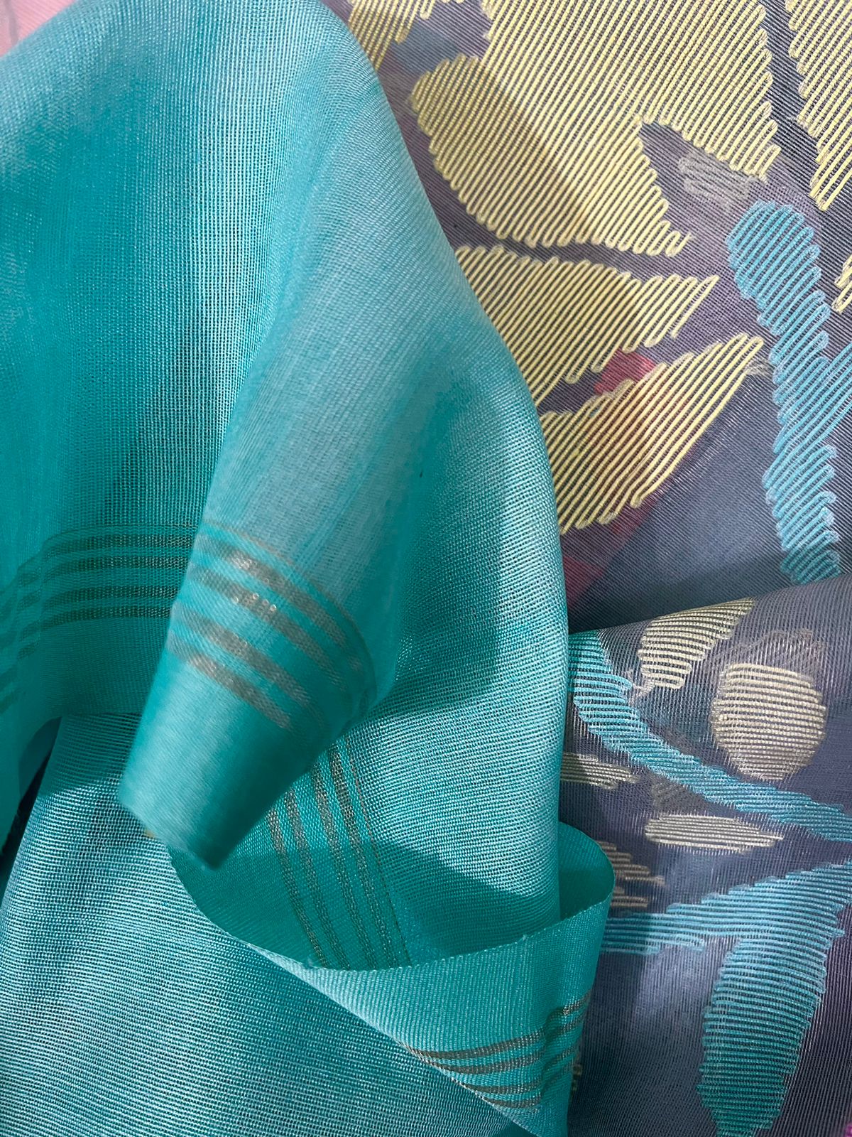 Ash allover floral muslin silk handwoven jamdani saree - Tamal Boutique