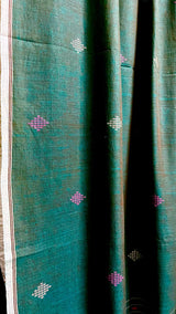 Bamboo green cotton handwoven jamdani saree