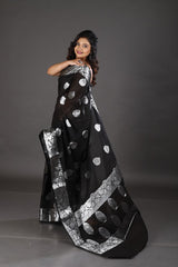 Black kora organza benarasi saree