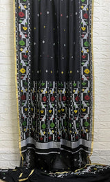 Black with multi colour cotton handloom saree