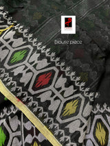 Black with multicolour fulia cotton handloom jamdani saree - Tamal Boutique