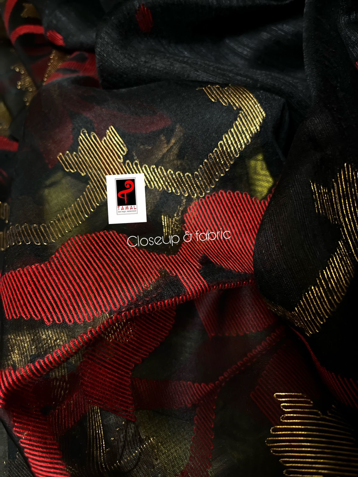 BLACK WITH RED & GOLDEN ZARI MATKA SILK TRADITIONAL HANDWOVEN JAMDANI SAREE