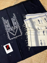 Black with white colour pure cotton kurta & dupatta set - Tamal Boutique