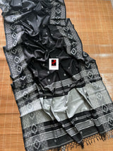 Black with white handloom cotton jamdani saree