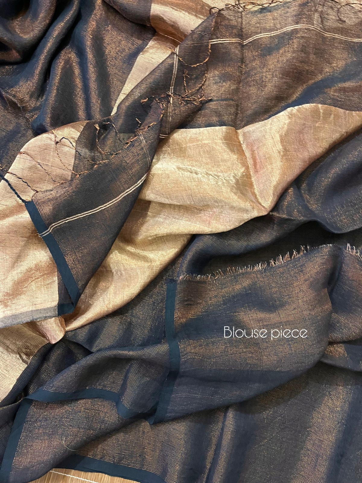 Black zari linen zari pallu handloom saree - Tamal Boutique