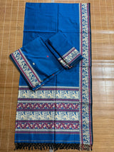 Blue cotton baluchari kurti with dupatta & pant set - Tamal Boutique