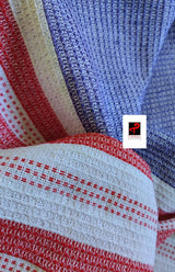 Blue with red hand crafted cotton towel ( single )