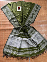 Bottle green handloom cotton jamdani saree
