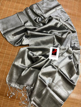 Dark still grey tissue handloom saree