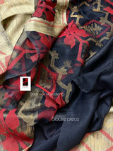 Golden beige with black & red matka silk traditional handwoven jamdani design saree