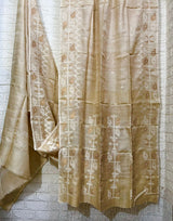 Natural beige colour with white & gold combination pure tussar silk traditional handwoven jamdani saree