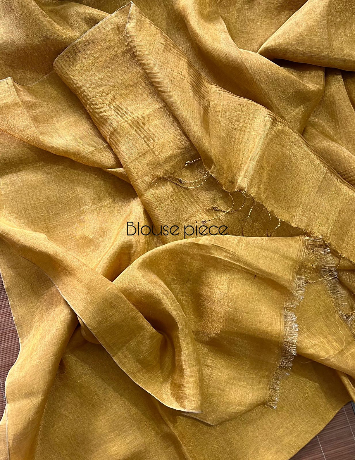 Golden colour metallic linen handloom saree - Tamal Boutique