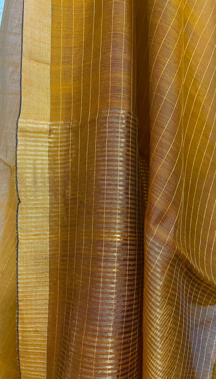 Golden yellow silk cotton kurti & dupatta handwoven jamdani piece