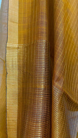 Golden yellow silk cotton kurti & dupatta handwoven jamdani piece - Tamal Boutique