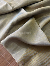 Gold with silver colour dual tone metallic linen handloom saree