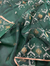 Green with golden border Organza silk handwoven jamdani saree