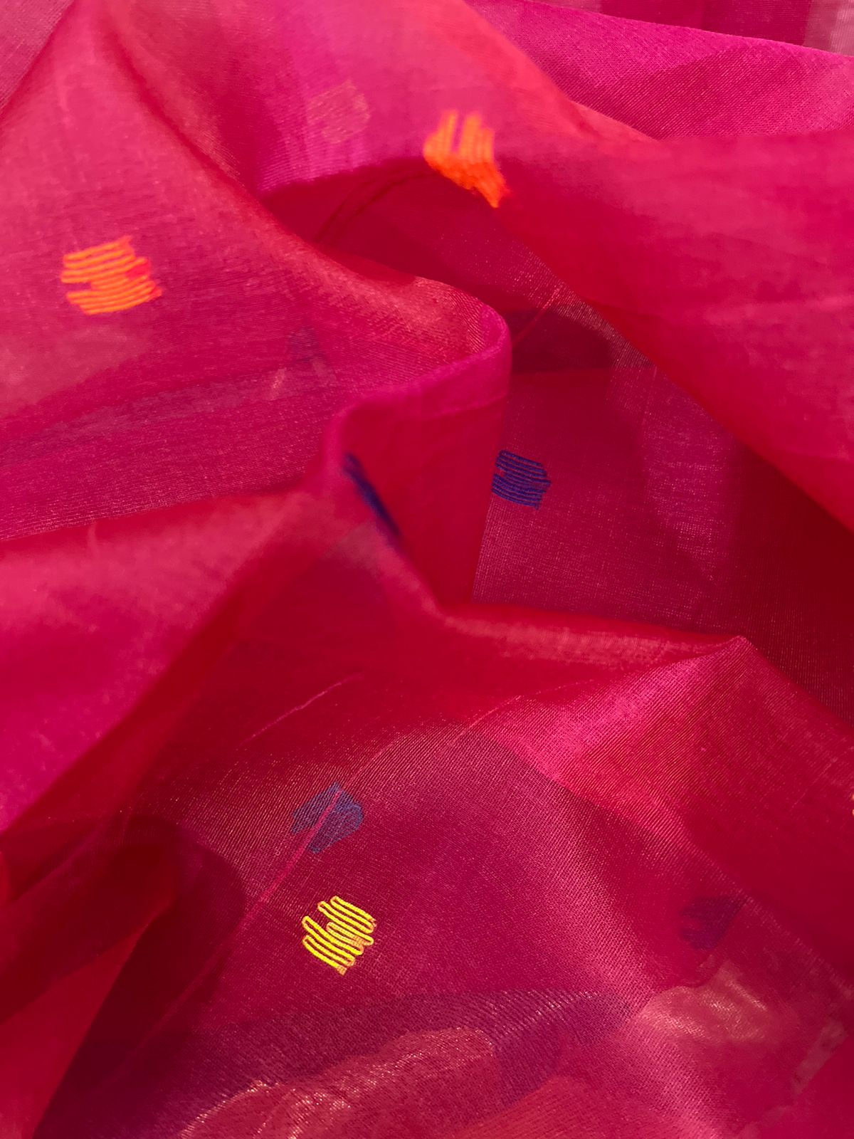 Hot Pink colour with zari border love bird pure organza silk paithani handwoven jamdani saree