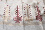 Offwhite with yellow border pure linen handwoven jamdani saree