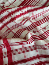 White with red bhujodi cotton handloom saree - Tamal Boutique