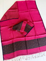 Hot pink tissue linen kurti & dupatta set - Tamal Boutique