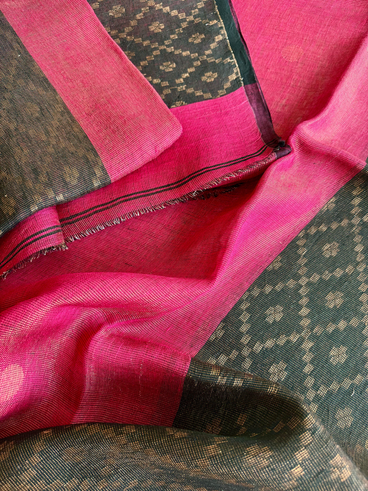 Hot pink tissue linen kurti & dupatta set - Tamal Boutique