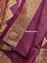 Brown with antic golden zari Banarasi silk handloom saree