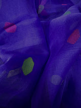 Lavender with multicolour floral motifs muslin silk handwoven jamdani saree