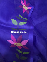 Lavender with multicolour floral motifs muslin silk handwoven jamdani saree