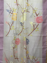 Ivory lavender rose dream muslin silk handwoven jamdani saree