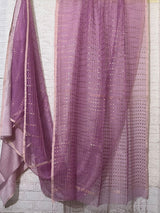 Lavender colour pure muslin organza silk sequins handwoven saree