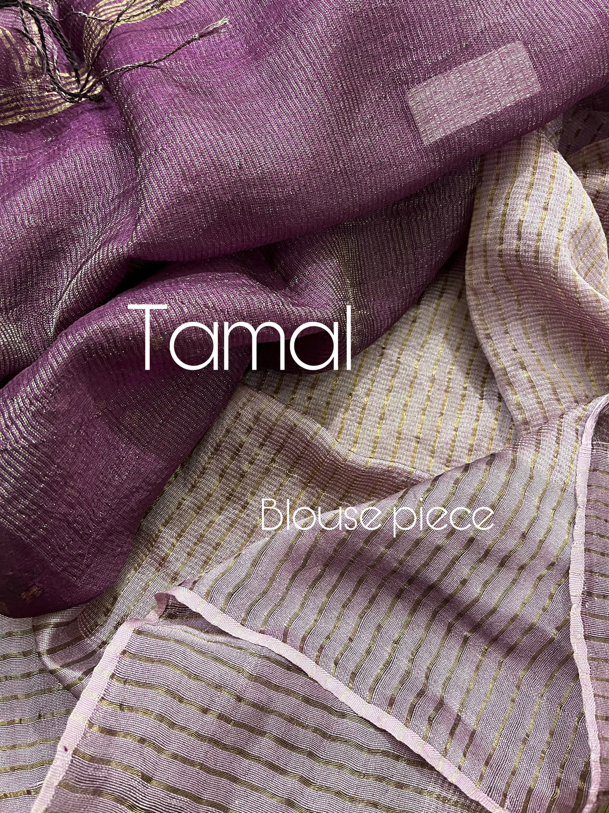 Lavender sequins border noil tusser zari silk handloom saree