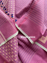 Magenta with white border pure cotton handwoven jamdani saree - Tamal Boutique