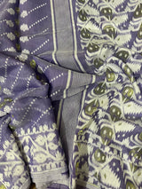 Lavender with white soft handloom dhakai jamdani saree