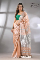 Light peach tissue handloom saree_full