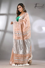 Light peach tissue handloom saree_right