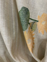 Light beige with yellow colour water lily woven motifs handloom silk cotton saree - Tamal Boutique