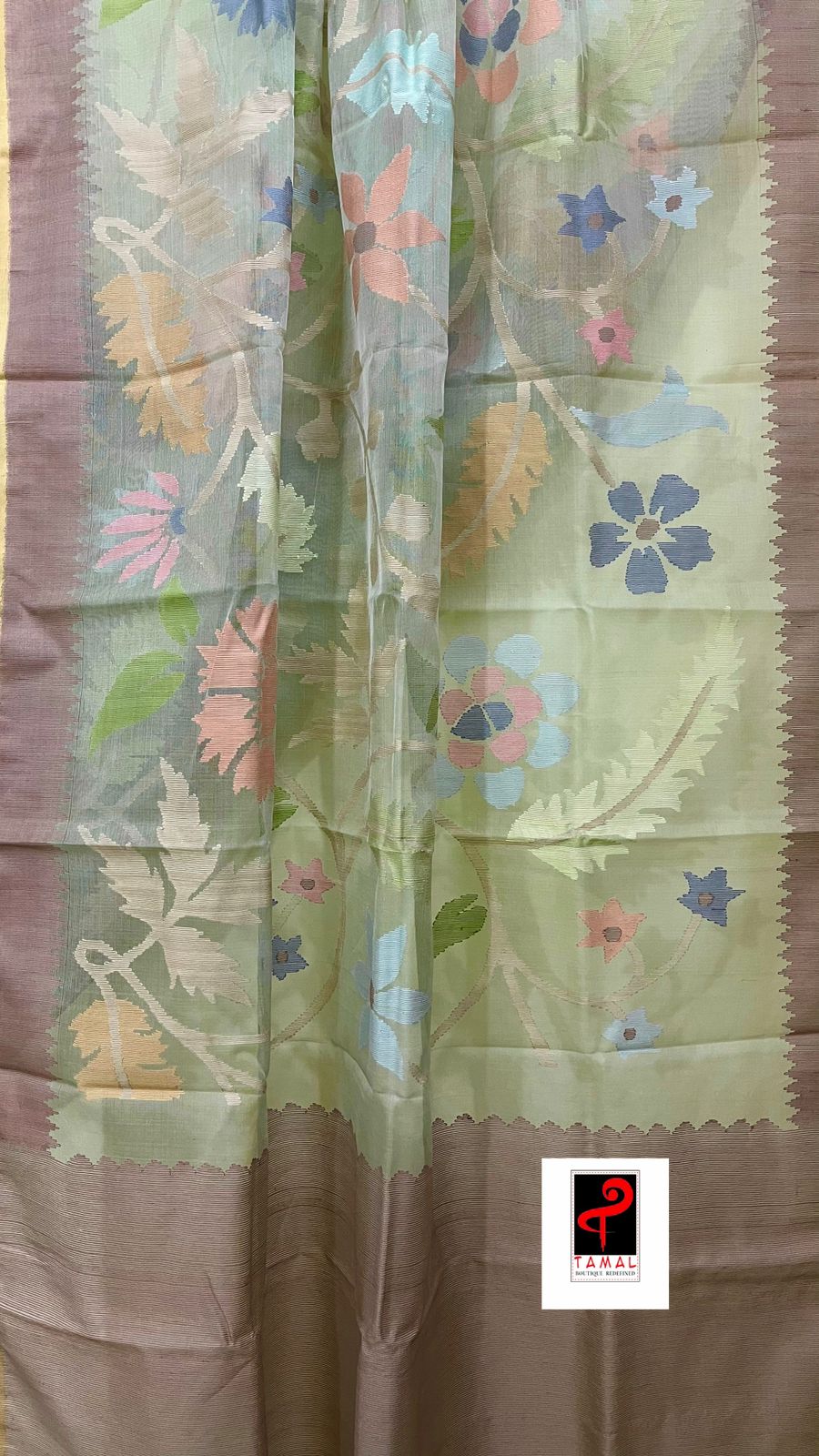 Light jalpai with multi colour allover floral handwoven jamadani saree in muslin silk