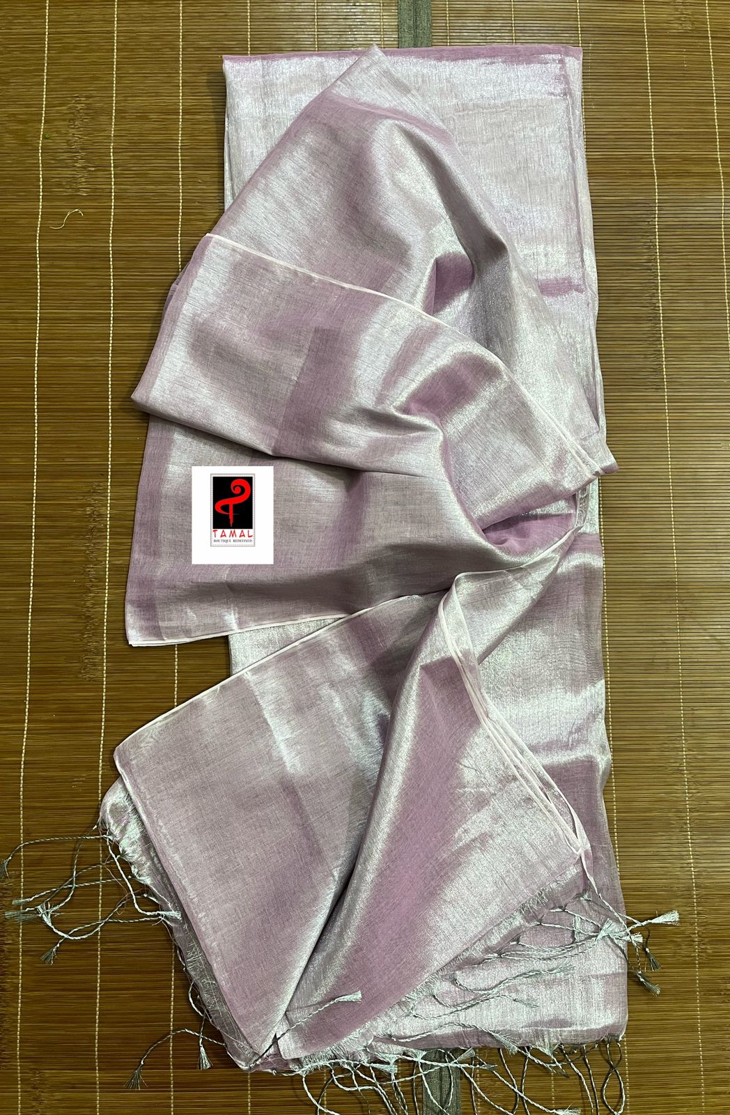 Light pink tissue handloom saree with blouse piece