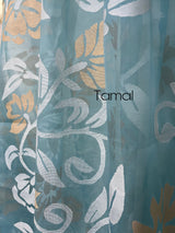 Light sky blue with white & beige colour allover floral handwoven jamdani saree - Tamal Boutique