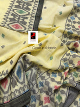 Light yellow with multicolour fulia cotton handloom jamdani saree