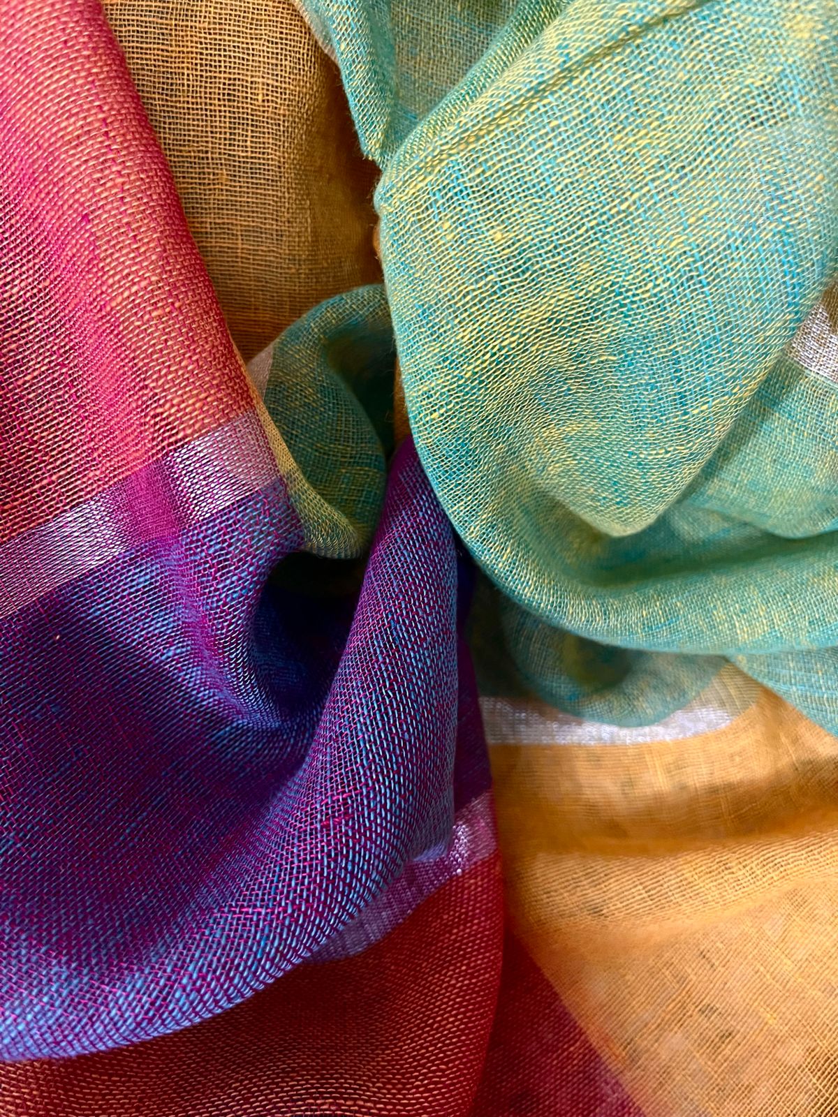 Linen handloom multicoloured saree