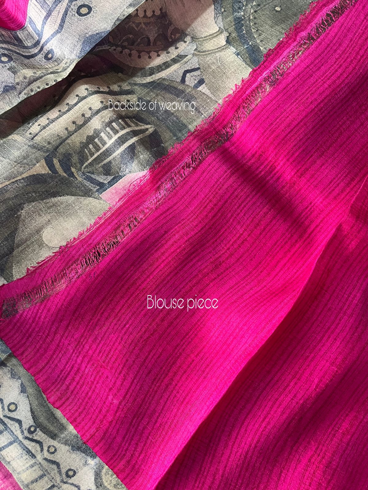 Lotus pink colour printed katan silk saree