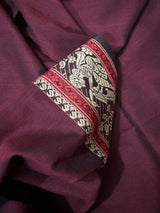 Maroon cotton baluchari kurti with dupatta & pant set - Tamal Boutique