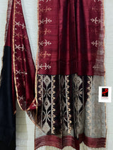 Maroon with golden zari matka silk handwoven jamdani saree