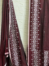 Maroon with white cotton jacquard handloom jamdani saree