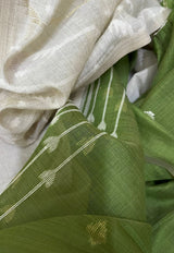 Offwhite allover traditional handloom jamdani in fine cotton saree - Tamal Boutique