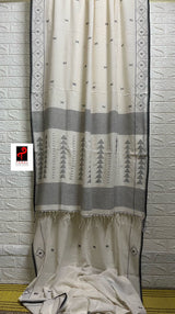 Offwhite with black net design cotton handwoven jamdani saree