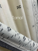 Offwhite with black net design cotton handwoven jamdani saree