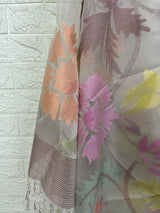 Offwhite with multi colour allover muslin silk handwoven jamdani dupatta