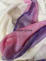Offwhite with multi colour border mul cotton handloom saree